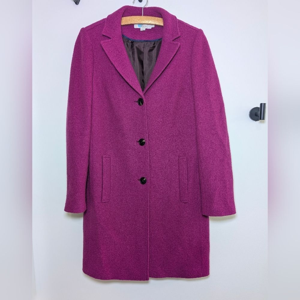 Boden Stanhope Coat Bright Pansy Magenta Pink Wool Blend Historical Women 6 Rare - Picture 3 of 6